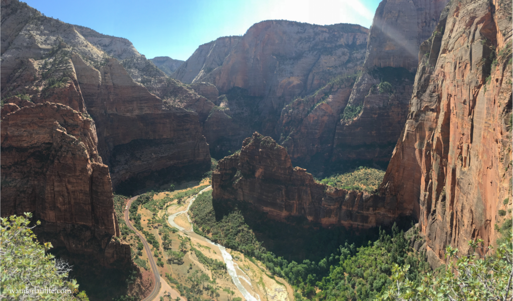 A view of Zion National Park from the top of Angel’s Landing.