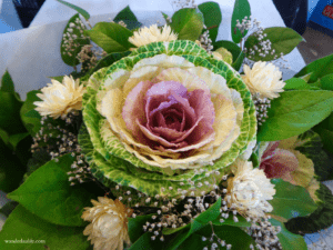 A cabbage and flower bouquet from the Public Market you can find when walking around Seattle. 