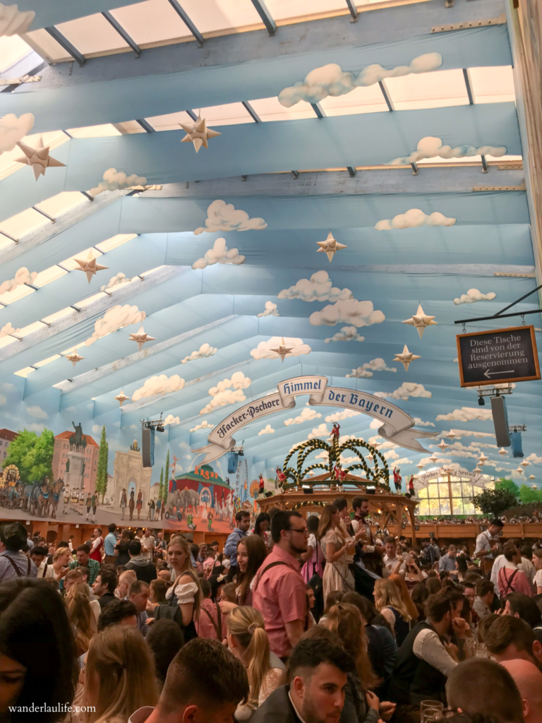 The inside of the tent, Hacker Festzelt at Oktoberfest