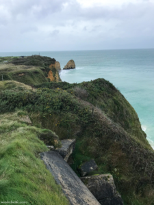 A steep cliff in Normandy overlooking the English Channel on our D-Day Sites itinerary.