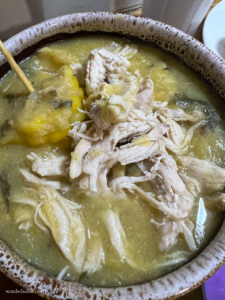 A warm bowl of Ajiaco, one of my favorite Colombian dishes.
