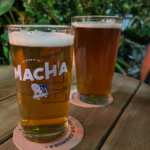 2 pints of beer from Macha, one of the breweries you have to try in Bogotá.